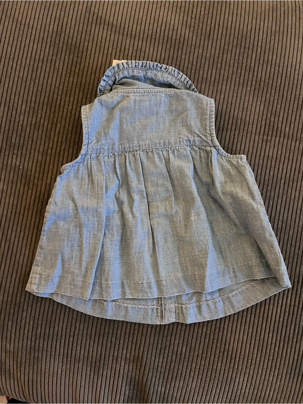 Ralph Lauren Girls' Light Blue Chambray Ruffle Button-Front Top